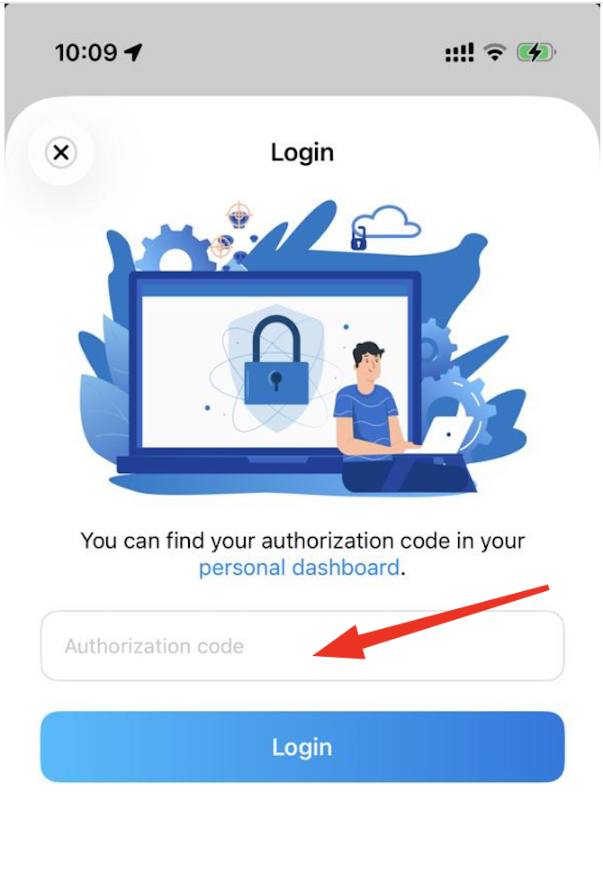 1S VPN app authorization code